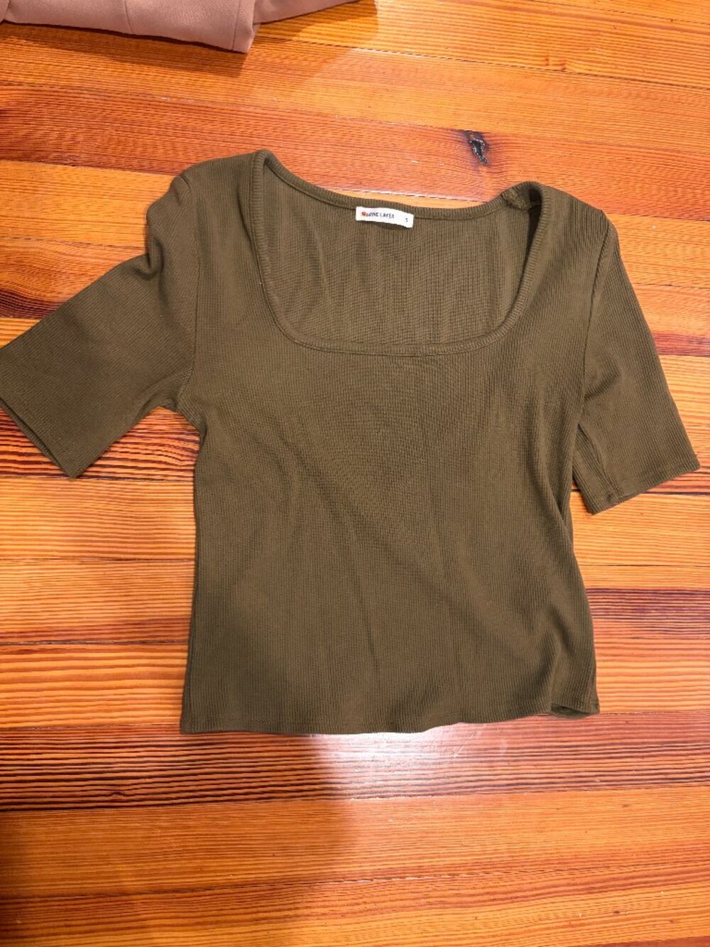 Marine Layer Olive Green Short Sleeve Scoop Neck Tee